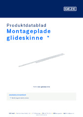 Montageplade glideskinne  * Produktdatablad DA