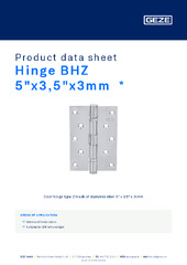Hinge BHZ 5"x3,5"x3mm  * Product data sheet EN