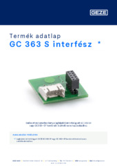 GC 363 S interfész  * Termék adatlap HU