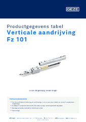 Verticale aandrijving Fz 101 Productgegevens tabel NL