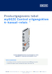 myGEZE Control uitgangsklem 4-kanaal-relais  * Productgegevens tabel NL