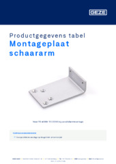 Montageplaat schaararm Productgegevens tabel NL