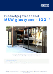 MSW glastypes - IGG  * Productgegevens tabel NL
