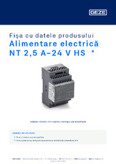 Alimentare electrică NT 2,5 A-24 V HS  * Fișa cu datele produsului RO