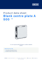 Blank centre plate A 500  * Product data sheet EN
