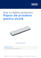 Papuc de prindere pentru sticlă Fișa cu datele produsului RO