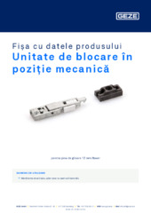 Unitate de blocare în poziție mecanică Fișa cu datele produsului RO