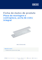 Placa de montagem e contraplaca, porta de vidro integral Ficha de dados de produto PT