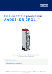 A4001-KB 2POL  * Fișa cu datele produsului RO