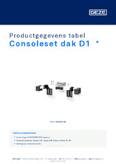 Consoleset dak D1  * Productgegevens tabel NL