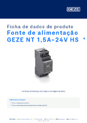 Fonte de alimentação GEZE NT 1,5A-24V HS  * Ficha de dados de produto PT