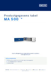 MA 500  * Productgegevens tabel NL