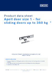 Apoll door size 1 - for sliding doors up to 350 kg  * Product data sheet EN