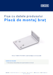 Placă de montaj braț Fișa cu datele produsului RO