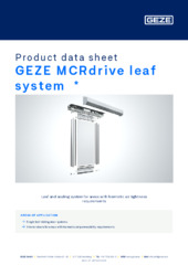 GEZE MCRdrive leaf system  * Product data sheet EN