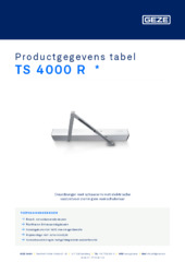 TS 4000 R  * Productgegevens tabel NL