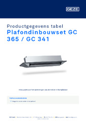 Plafondinbouwset GC 365 / GC 341 Productgegevens tabel NL