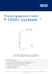 F 1200+ systeem  * Productgegevens tabel NL