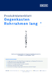 Gegenkasten Rohrrahmen lang  * Produktdatenblatt DE