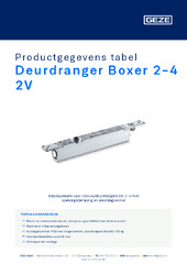 Deurdranger Boxer 2-4 2V Productgegevens tabel NL