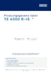 TS 4000 R-IS  * Productgegevens tabel NL