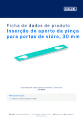 Inserção de aperto da pinça para portas de vidro, 30 mm Ficha de dados de produto PT