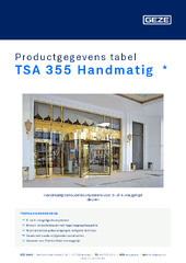 TSA 355 Handmatig  * Productgegevens tabel NL
