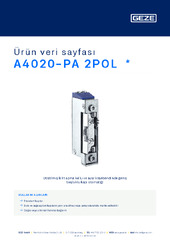 A4020-PA 2POL  * Ürün veri sayfası TR