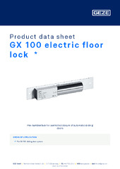 GX 100 electric floor lock  * Product data sheet EN