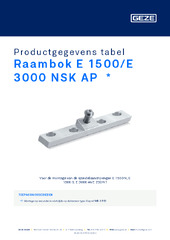 Raambok E 1500/E 3000 NSK AP  * Productgegevens tabel NL