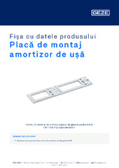 Placă de montaj amortizor de ușă Fișa cu datele produsului RO