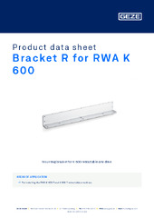 Bracket R for RWA K 600 Product data sheet EN