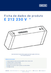 E 212 230 V  * Ficha de dados de produto PT