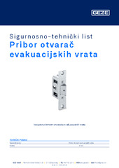 Pribor otvarač evakuacijskih vrata Sigurnosno-tehnički list HR