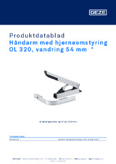 Håndarm med hjørneomstyring OL 320, vandring 54 mm  * Produktdatablad DA