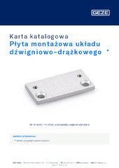 Płyta montażowa układu dźwigniowo-drążkowego  * Karta katalogowa PL