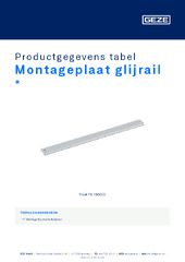 Montageplaat glijrail  * Productgegevens tabel NL