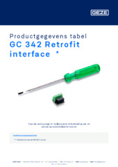 GC 342 Retrofit interface  * Productgegevens tabel NL