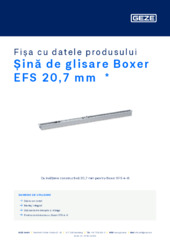 Șină de glisare Boxer EFS 20,7 mm Fișa cu datele produsului RO