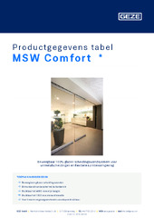 MSW Comfort  * Productgegevens tabel NL