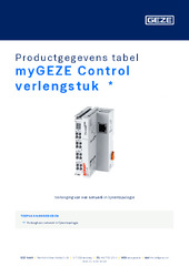 myGEZE Control verlengstuk  * Productgegevens tabel NL