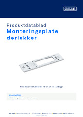 Monteringsplate dørlukker Produktdatablad NB