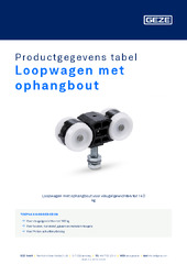 Loopwagen met ophangbout Productgegevens tabel NL