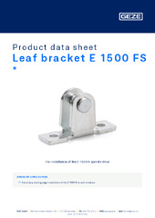 Leaf bracket E 1500 FS  * Product data sheet EN