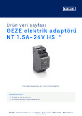 GEZE elektrik adaptörü NT 1.5A-24V HS  * Ürün veri sayfası TR