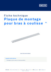 Plaque de montage pour bras à coulisse  * Fiche technique FR