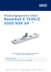 Raambok E 1500/E 3000 NSK AP  * Productgegevens tabel NL