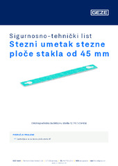 Stezni umetak stezne ploče stakla od 45 mm Sigurnosno-tehnički list HR