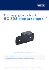 GC 308 montagehoek  * Productgegevens tabel NL