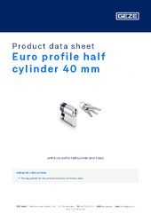 Euro profile half cylinder 40 mm Product data sheet EN